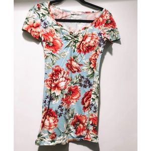 Floral Cotton Mini Bodycon Dress